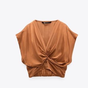NWT- Zara Knotted Satin Top
